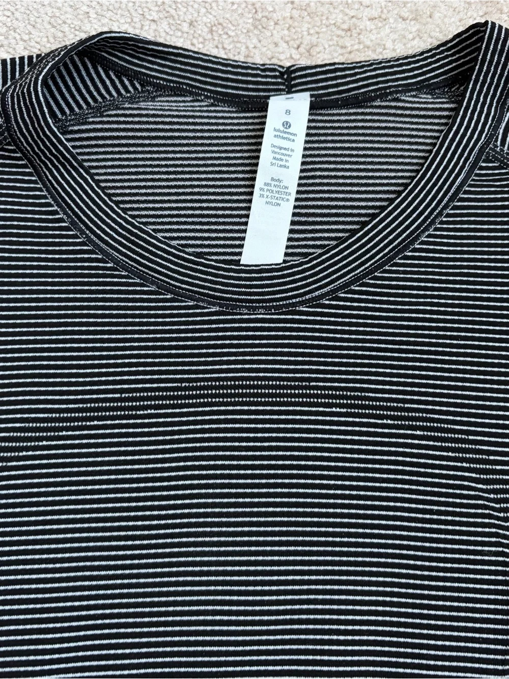 New lululemon athletica Black and Gray Thin-Stripe Long Sleeve Top 8